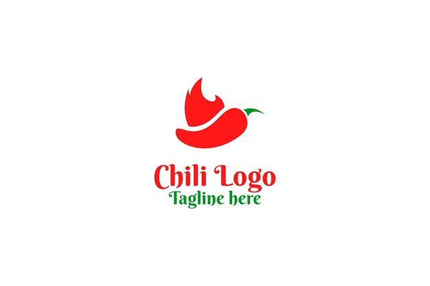 Flat pepper chili logo design vector illustration