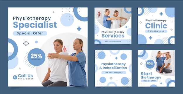 Flat physiotherapist instagram posts collection