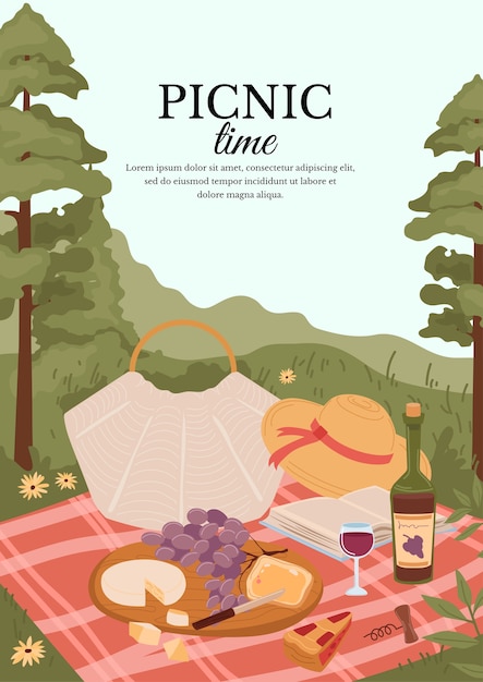 Flat picnic vertical banner