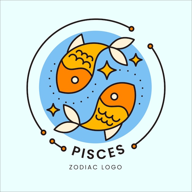 Flat pisces logo template