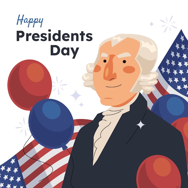 Flat presidents day illustration with president