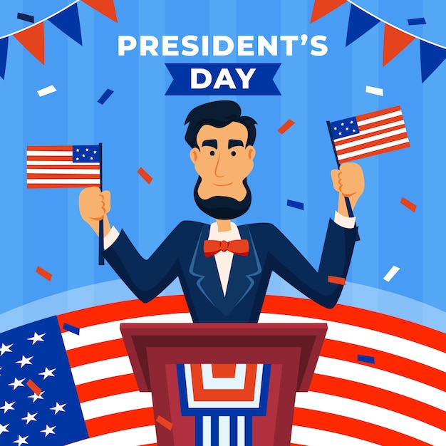 Flat presidents day illustration