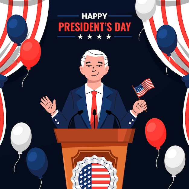 Flat presidents day illustration