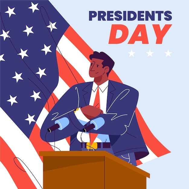 Flat presidents day illustration