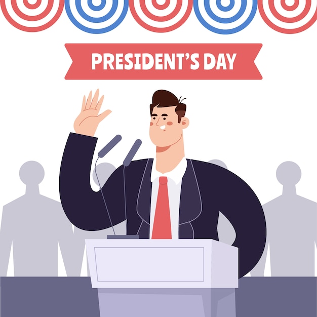 Flat presidents day illustration