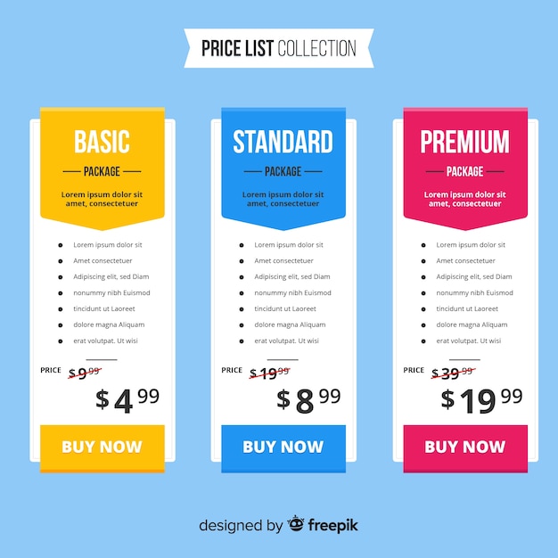 Flat price list collection