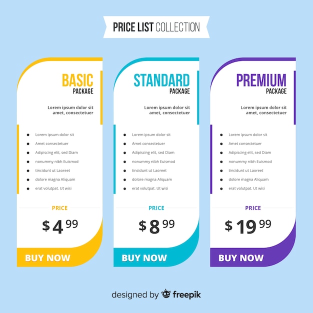 Flat price list collection