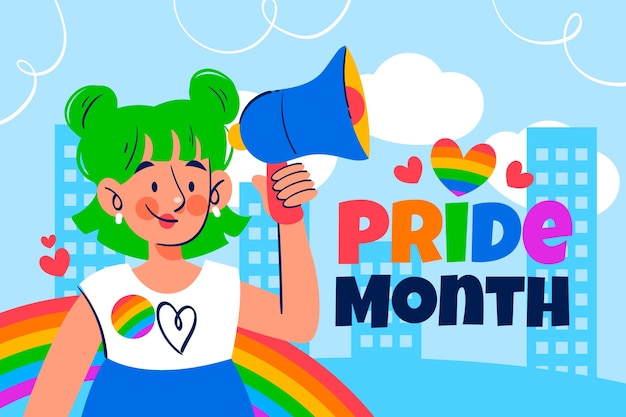 Flat pride month celebration background