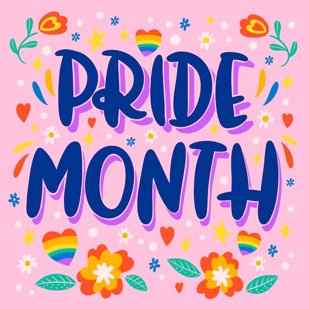 Vector flat pride month celebration lettering