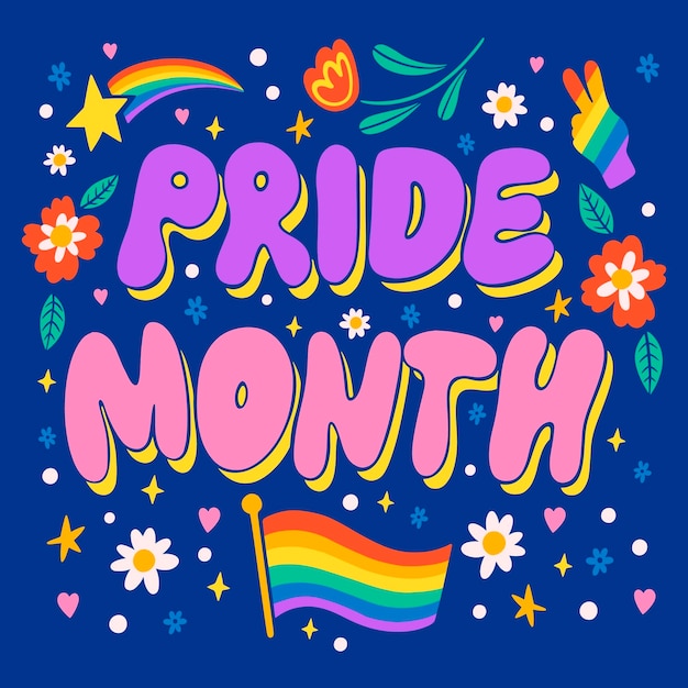 Flat pride month celebration lettering