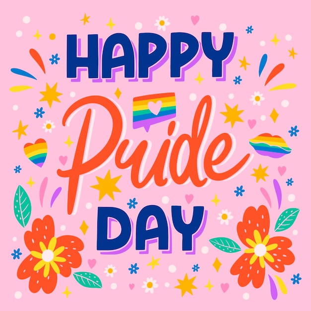 Flat pride month celebration lettering