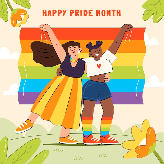 Flat pride month lgbt illustration