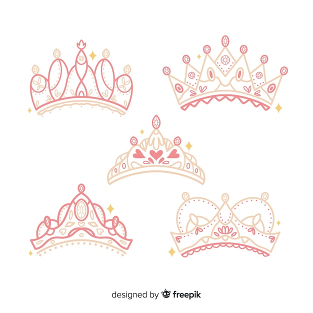 Vector flat princess tiara collection