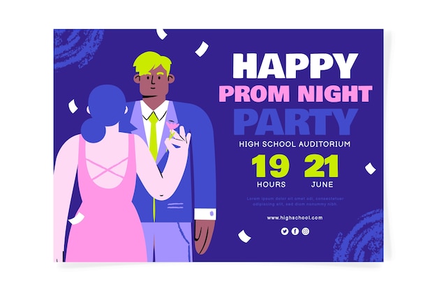 Flat prom invitation template