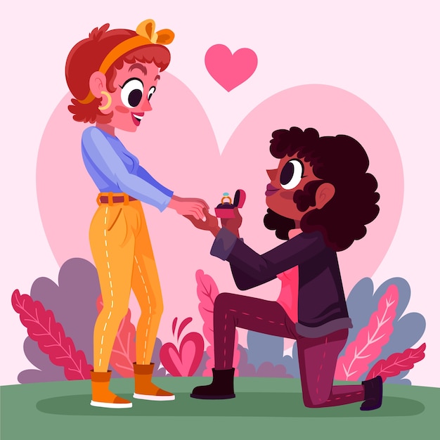 Flat propose day illustration