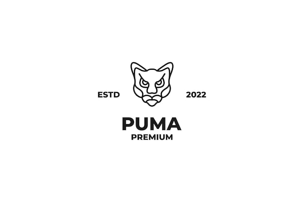 Flat puma head logo design vector