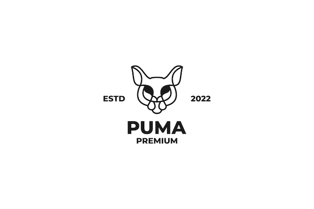 Flat puma head logo design vector