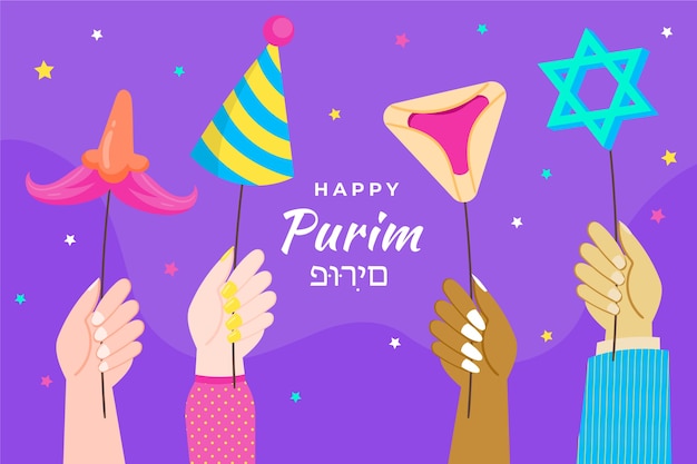 Flat purim illustration