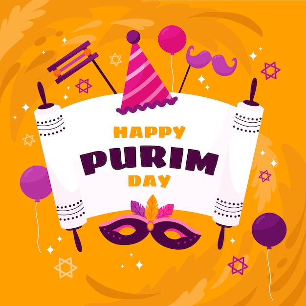 Flat purim illustration