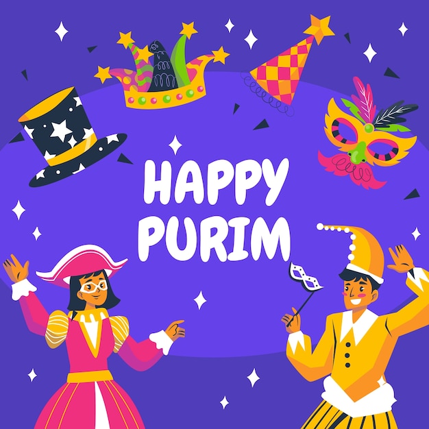 Flat purim illustration