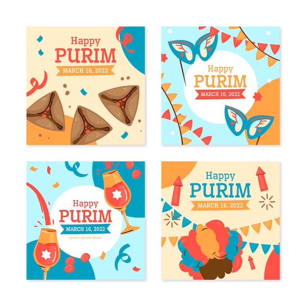 Flat purim instagram posts collection