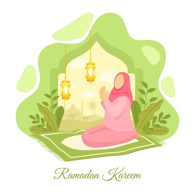 Flat ramadan concept illustration