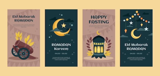 Flat ramadan instagram stories collection