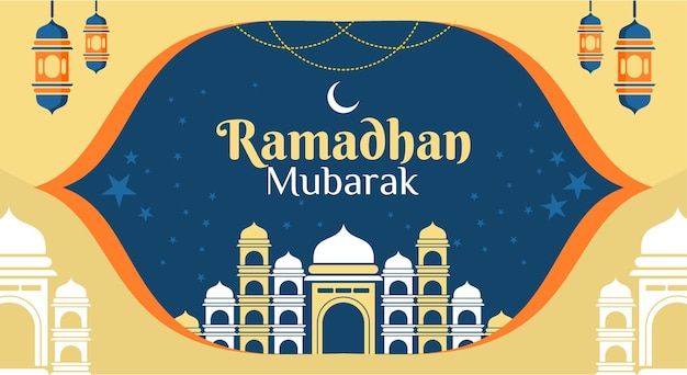 Flat ramadan islamic background