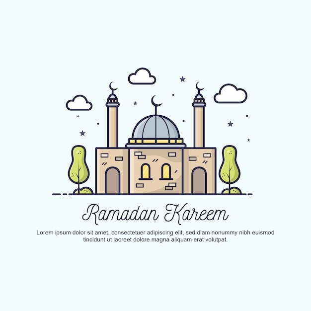 Flat ramadan kareem greeting illustration.