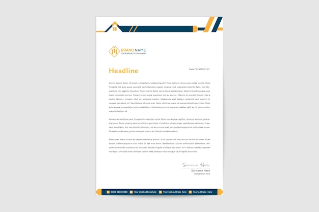 Flat real estate letterhead template design