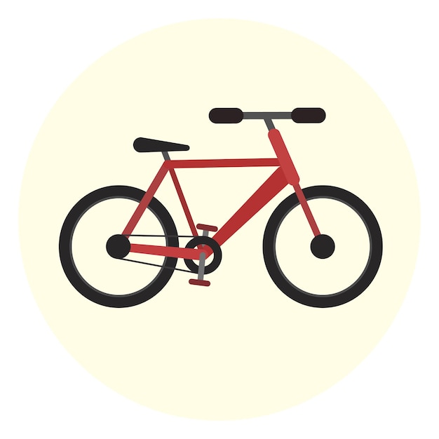 Flat red bicycle icon ecological transport