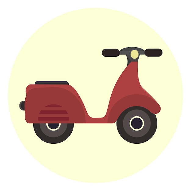 Flat red scooter icon motor bicycle modern youth city transport