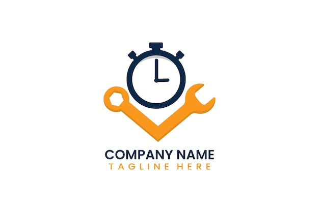 Flat repair time logo template vector design illustration