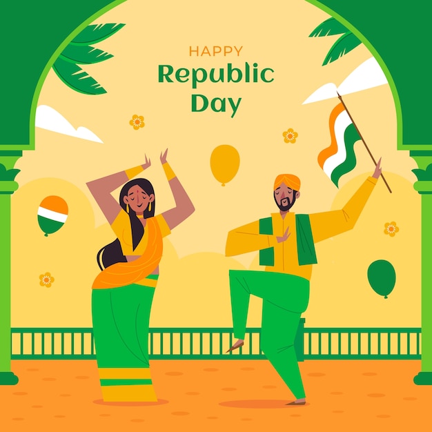 Flat republic day illustration