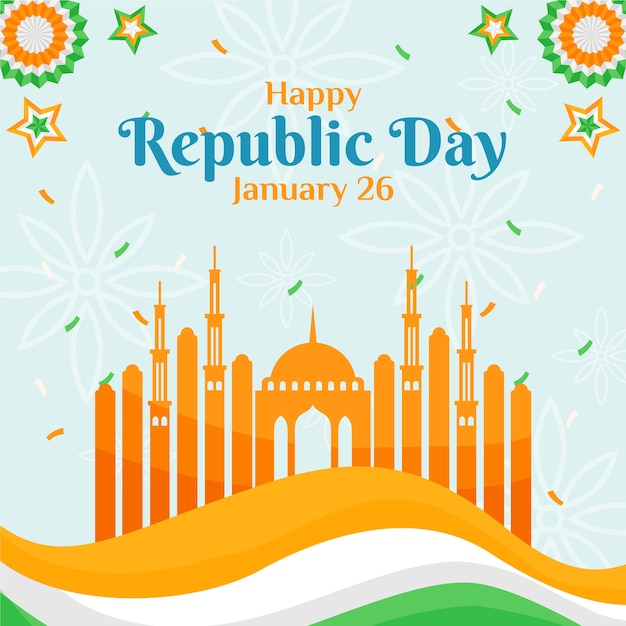 Flat republic day illustration