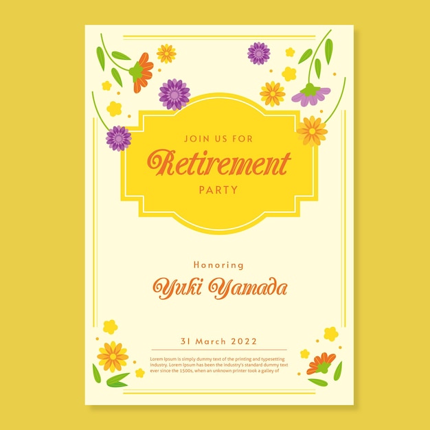 Flat retirement greeting card template