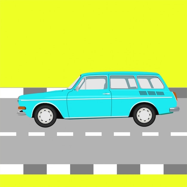 Flat retro car