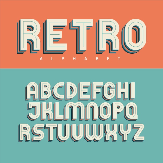 Flat retro font/alphabet collection