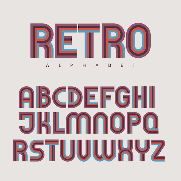 Flat retro font/alphabet collection