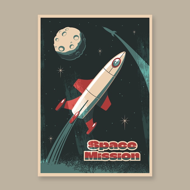 Flat retro space poster