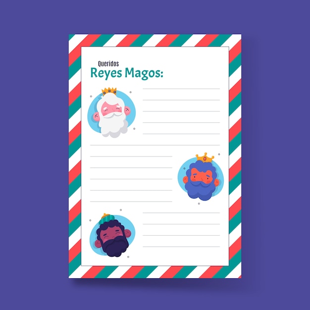 Flat reyes magos wishlist letter template