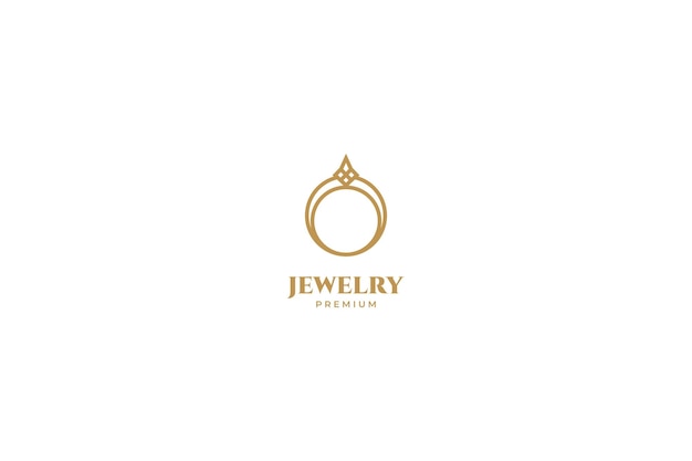 Flat ring jewelry logo vector icon design template Elegant beauty royal