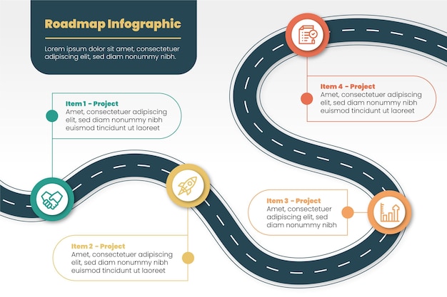 Flat roadmap infographic template