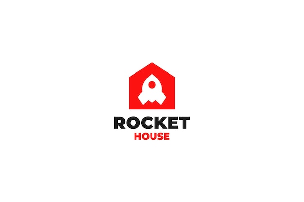 Flat rocket house logo design vector illustration