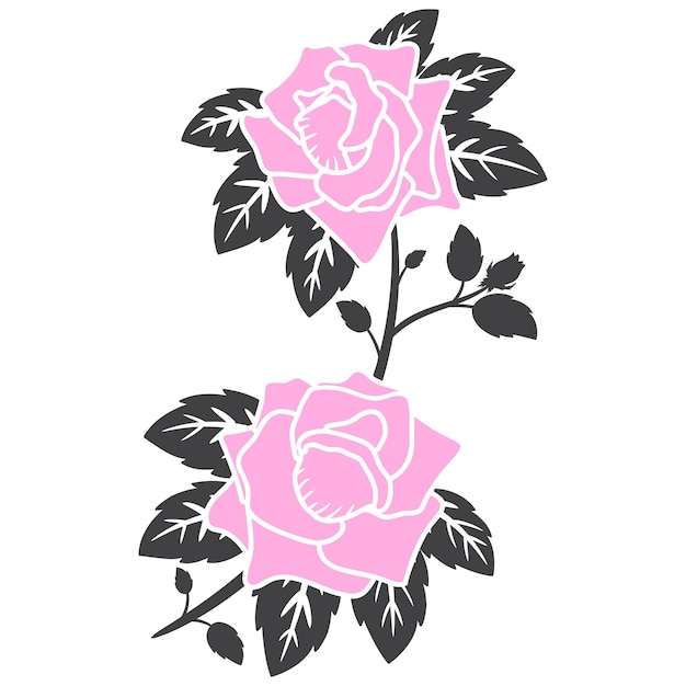 Flat rose flower decoration vector