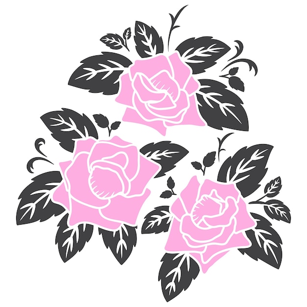 Flat rose flower decoration vector