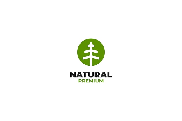 Flat rounded eco tree logo design vector template illustration