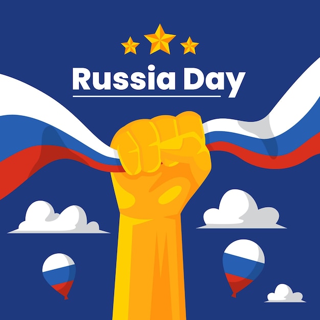 Flat russia day illustration