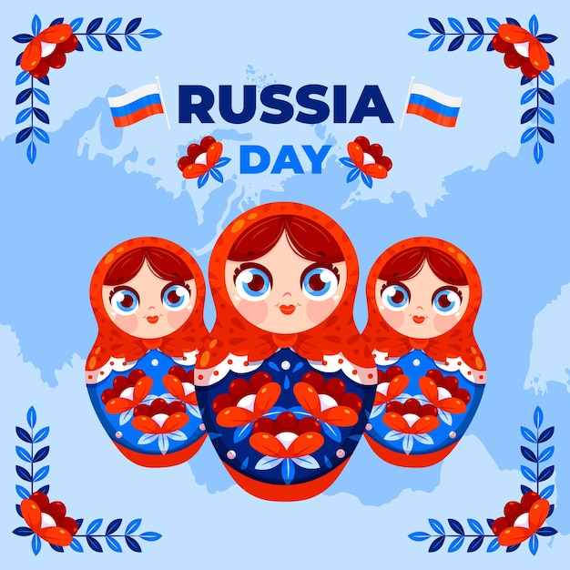 Flat russia day illustration