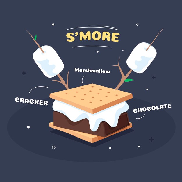 Flat s'mores dessert illustrated